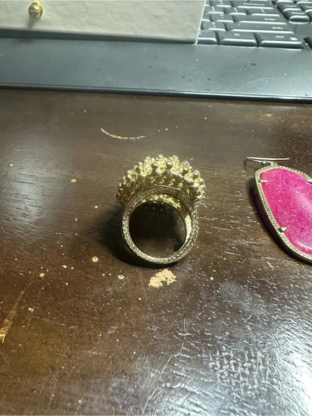 Kendra Scott Gold Statement Ring – Size 8– Bold Dome Beaded Design